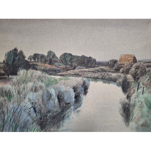 70 - Joseph Pighills (Yorkshire 1901-1984) unframed large watercolour depicting a Norfolk country landsca... 