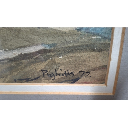 72 - Joseph Pighills (Yorkshire 1901-1984) 1977 watercolour depicting a moorland landscape, entitled vers... 