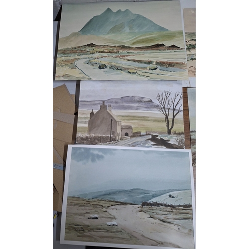 88 - Eight, John Cedric Pighills (Yorkshire 1943-2025) various baron Yorkshire landscape watercolours, al... 