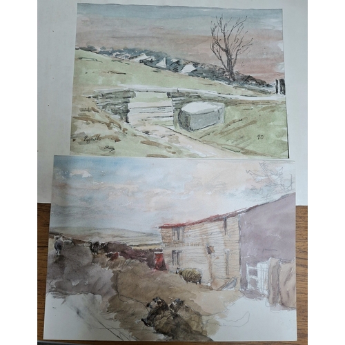 88 - Eight, John Cedric Pighills (Yorkshire 1943-2025) various baron Yorkshire landscape watercolours, al... 