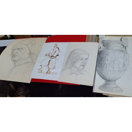 94 - Quantity of 1970s large pencil figure studies by Pierre Barbier (France 20thC), all unframed (Qty)