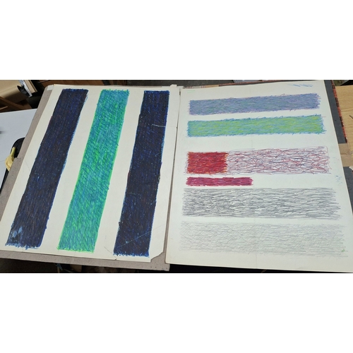 95 - Quantity of 1970s large crayon and other abstract studies by Pierre Barbier (France 20thC), all unfr... 