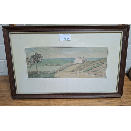 97 - Joseph Pighills (Yorkshire 1901-1984) medium sized watercolour depicting a farmhouse in a Yorkshire ... 
