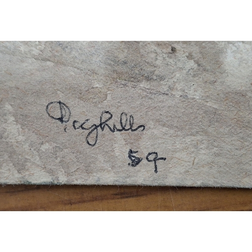 99 - Double-sided Joseph Pighills (Yorkshire 1901-1984) medium sized watercolour depicting a country lake... 