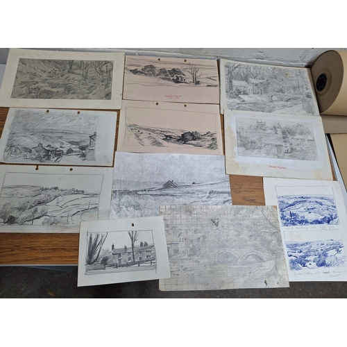 106 - Approx 11, Joseph Pighills (Yorkshire 1901-1984) pen & ink or pencil and prep sketches, mainly lands... 