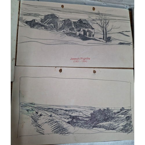 106 - Approx 11, Joseph Pighills (Yorkshire 1901-1984) pen & ink or pencil and prep sketches, mainly lands... 