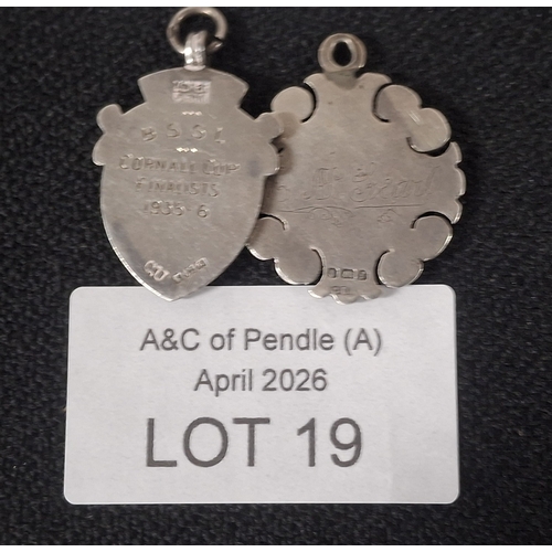 19 - Two silver old hallmarked silver fobs, 14.5 grams (2)