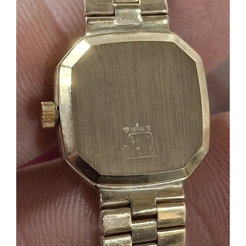 2 - 9ct hallmarked Geneve quartz vintage wrist watch with hallmarks to both clasps on the strap, 22 gram... 
