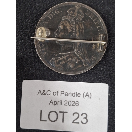 23 - Enamelled queen Victoria silver veil head 1887 crown,  25.4 grams