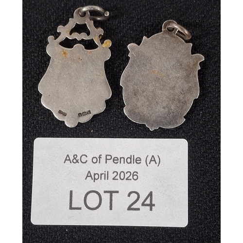 24 - Two silver old hallmarked silver fobs, 13 grams (2)