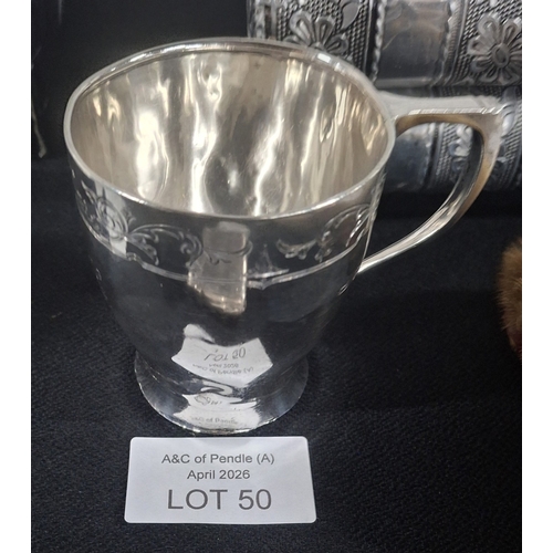 50 - London hallmarked silver mug, 

100 grams