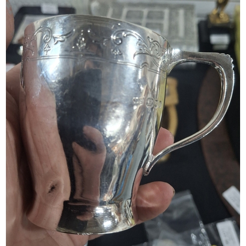 50 - London hallmarked silver mug, 

100 grams