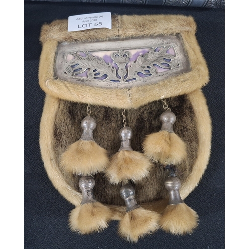 55 - Antique sporran with pierced white metal adjournments