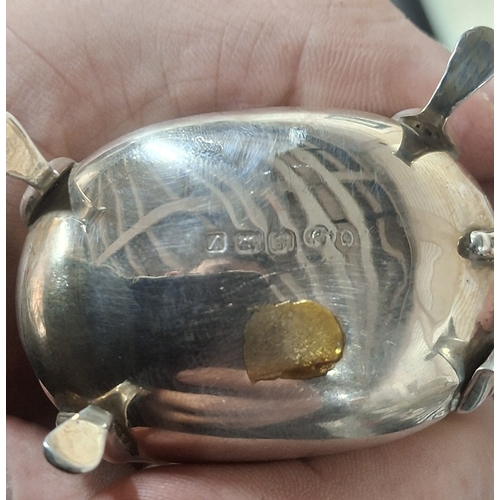 9 - Antique hallmarked (marks partially rubbed) mustard pot with blue glass liner (silver weight 45 gram... 