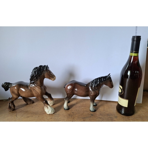 51 - Two large Beswick, brown Shire horse foals (2)