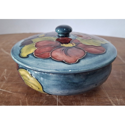 31 - Old Moorcroft Hibiscus pattern medium sized lidded bowl.