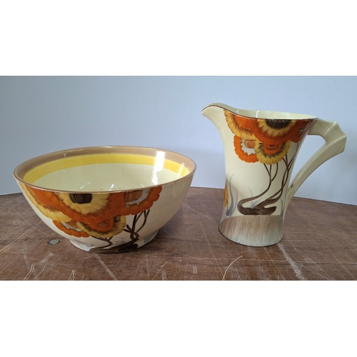 9 - A Clarice Cliff Bizarre Rodanthe pattern fruit bowl, hand painted with trailing flowers, 22cm diamet... 