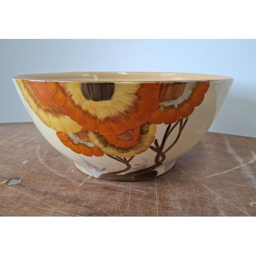 9 - A Clarice Cliff Bizarre Rodanthe pattern fruit bowl, hand painted with trailing flowers, 22cm diamet... 