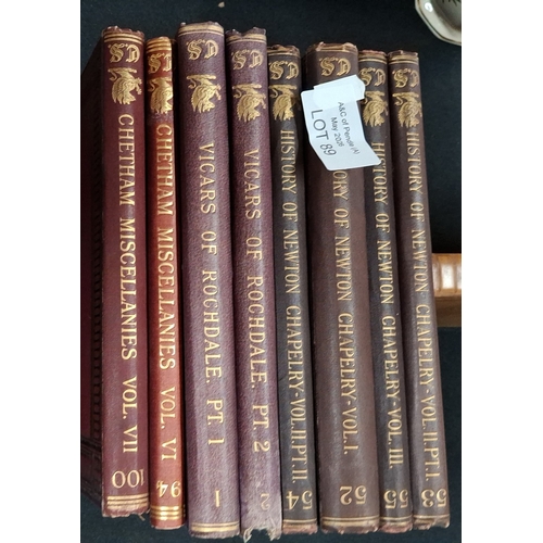 89 - Eight antique books with fine quality tooled covers, circa 1905, Chatham Miscelanies, Vicars of Roch... 