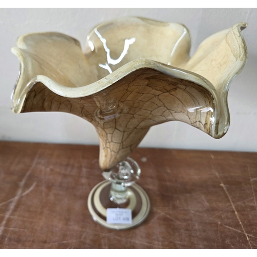 409 - Stunning Jozefina Krosno brown & white handkerchief vase, 38cm tall