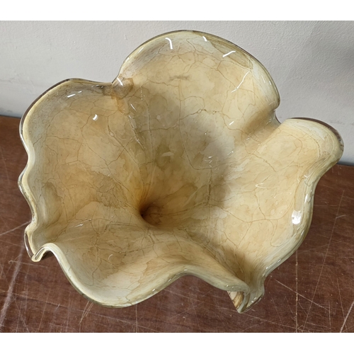 409 - Stunning Jozefina Krosno brown & white handkerchief vase, 38cm tall