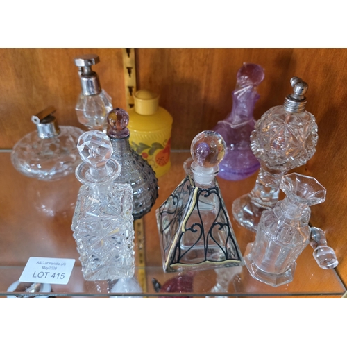 415 - Collection of fine quality perfume bottles & diffusers including some extra glass stoppers, (Qty)