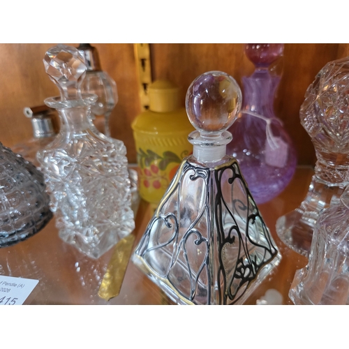 415 - Collection of fine quality perfume bottles & diffusers including some extra glass stoppers, (Qty)