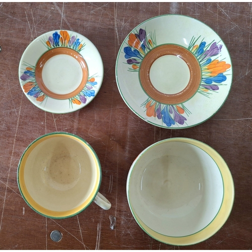 443 - A Clarice Cliff, Newport Pottery, Crocus pattern dessert bowl and associated plate from Wilkinson's,... 
