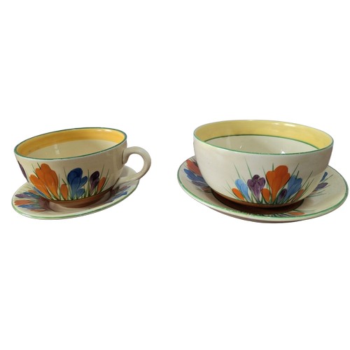 443 - A Clarice Cliff, Newport Pottery, Crocus pattern dessert bowl and associated plate from Wilkinson's,... 