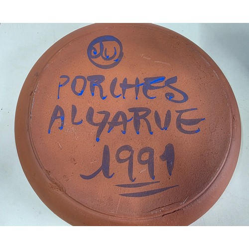 457 - Blue Portuguese bowl C.1991 together with a Portuguese blue floral vase (2)