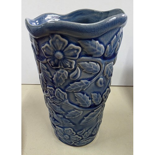457 - Blue Portuguese bowl C.1991 together with a Portuguese blue floral vase (2)