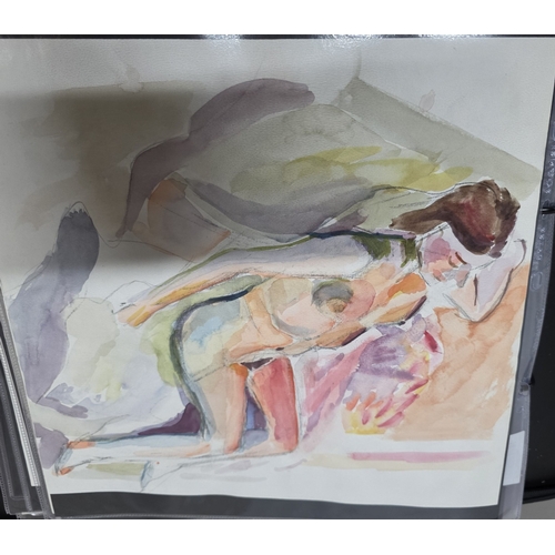 108 - Folio of nude artworks - includes watercolours, pastel, sketches etc.