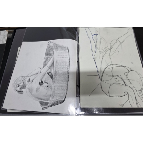 108 - Folio of nude artworks - includes watercolours, pastel, sketches etc.