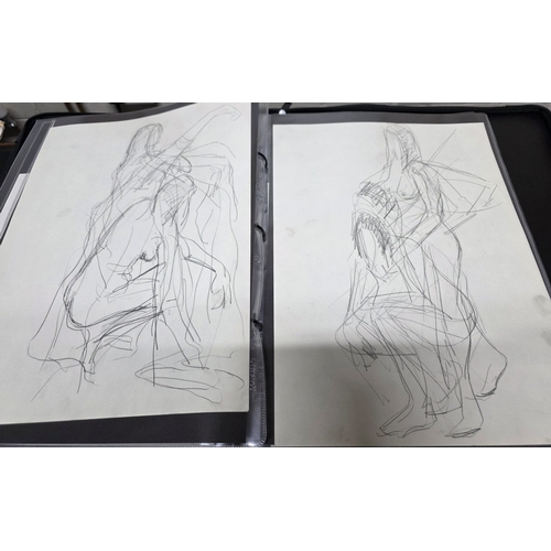 108 - Folio of nude artworks - includes watercolours, pastel, sketches etc.