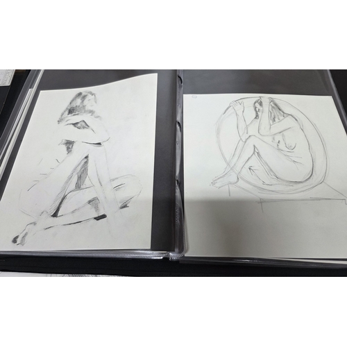 108 - Folio of nude artworks - includes watercolours, pastel, sketches etc.