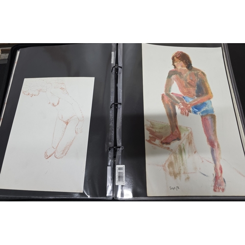 108 - Folio of nude artworks - includes watercolours, pastel, sketches etc.