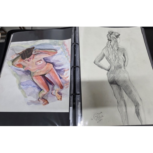 108 - Folio of nude artworks - includes watercolours, pastel, sketches etc.