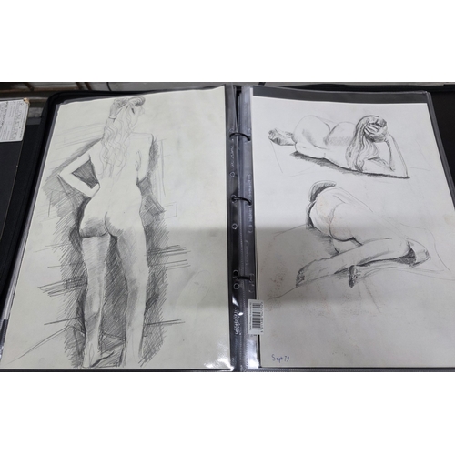 108 - Folio of nude artworks - includes watercolours, pastel, sketches etc.