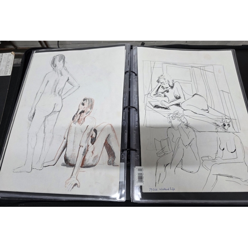 108 - Folio of nude artworks - includes watercolours, pastel, sketches etc.