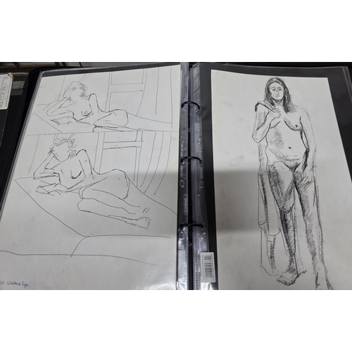 108 - Folio of nude artworks - includes watercolours, pastel, sketches etc.