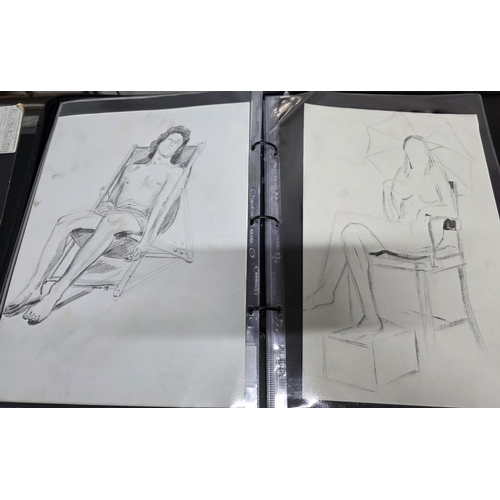 108 - Folio of nude artworks - includes watercolours, pastel, sketches etc.