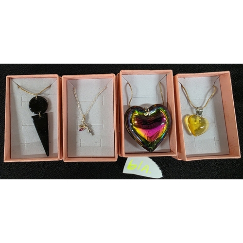 61A - Four 925 Silver chains with varying pendants (4)