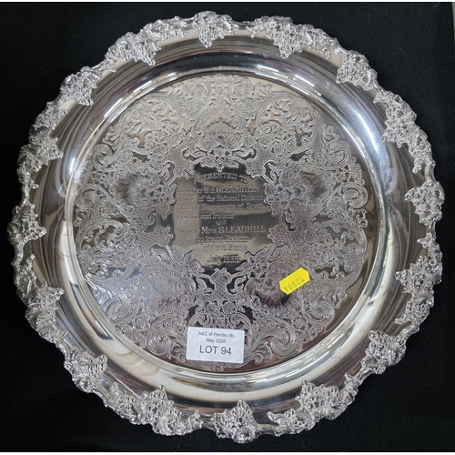 94 - W. M. Mounts - silverplate on copper presentation for the National Division Sons of Temperance, Nova... 
