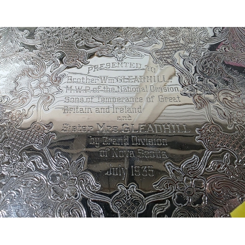 94 - W. M. Mounts - silverplate on copper presentation for the National Division Sons of Temperance, Nova... 