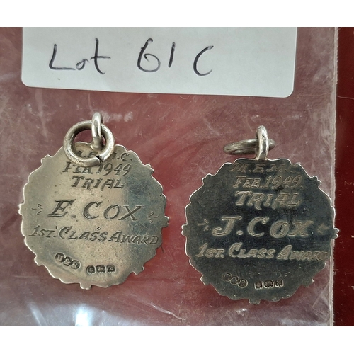61C - Pair of hallmarked silver fobs, 11 grams (2)
