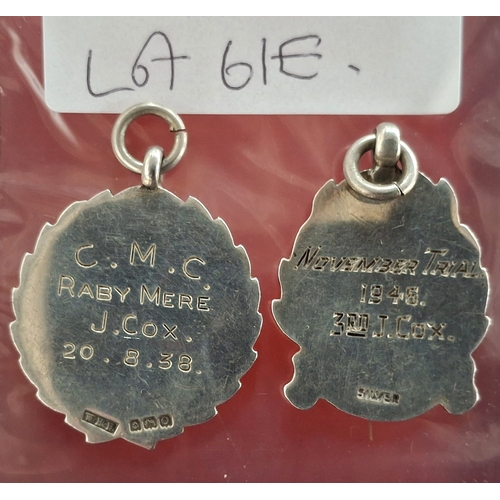 61E - Two hallmarked silver fobs, 17 grams (2)