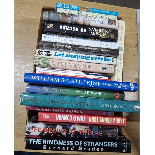 16 - Box of approx 20 signed, first edition books, to include James Herriot, Gervase Phinn, Andrew Morton... 
