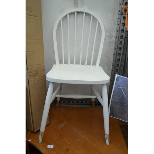 15 - White Painted Stick Back Chair