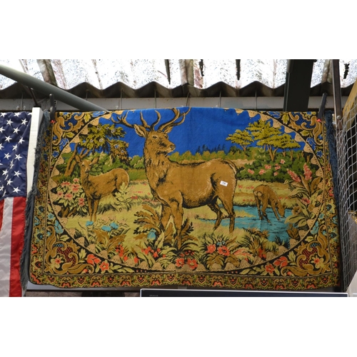 736 - Wall Hanging Rug Depicting Stag in Gold (170cm x 120cm approx.)