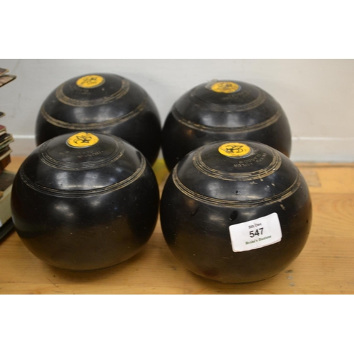 547 - 4 Vintage Thomas Taylor Lawn Bowls